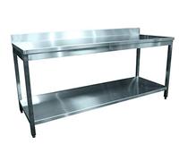 L2G - Table de Travail INOX Adossée Démontable L1000mm x l600mm x h850mm avec Étagère Basse - Table de Préparation en Acier Inoxydable AISI 304 avec Dosseret