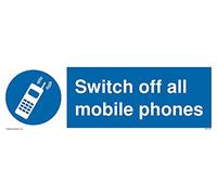 L31 Lot de 5 pancartes pour éteindre tous les téléphones portables avec symbole 300 x 100 mm