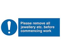 L31 Lot de 5 panneaux « Remove All Jewellery For Work » 300 x 100 mm