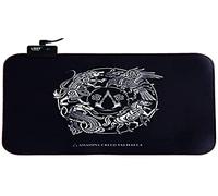 L33T Assassin Creed Valhalla Design Tapis de Souris Gaming RGB (M) 355 x 255 x 3 mm, 10 Modes d'éclairage RVB, Base antidérapante, Surface Textile, Bords Cousus, Bonnes propriétés de Glissement, Noir