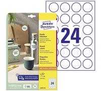 Avery Étiquettes L3415-10 Ø40 mm papier blanc fixation permanente 240 pcs imprimante laser