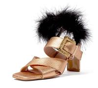 L37 HANDMADE SHOES Femme Bon Voyage Sandales à Talons, Or, 35 EU