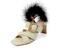 L37 HANDMADE SHOES Femme Bon Voyage Sandales à Talons, Vert, 36 EU