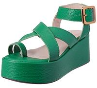 L37 HANDMADE SHOES Femme Boom Sandales, Vert, 36 EU