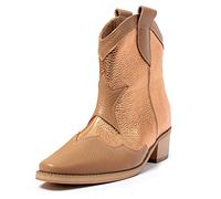 L37 HANDMADE SHOES Femme Bottes de Cowboy I Daim I Doublure en Cuir I Chaussures Faites à la Main I Sky Full of Stars I Western, Marron Clair doré, 36 EU