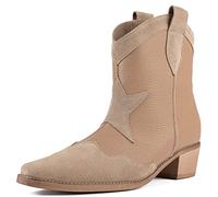 L37 HANDMADE SHOES Femme Bottes de Cowboy I Daim I Doublure en Cuir I Chaussures Faites à la Main I Sky Full of Stars I Western, Marron Clair, 41 EU