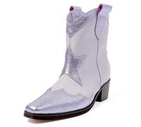 L37 HANDMADE SHOES Femme Bottes de Cowboy I Daim I Doublure en Cuir I Chaussures Faites à la Main I Sky Full of Stars I Western, Lilas, 41 EU