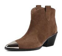 L37 HANDMADE SHOES Femme Bottines I Bottes I Daim I Chaussures Faites à la Main I Style Unique I Skyline de Manhattan Cheville, Marron, 37 EU
