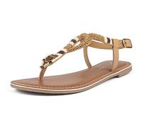 L37 HANDMADE SHOES Sandales d'été pour Femme Plates-Bohème-Tongs avec Strass-Fleur du désert, Marron, 36 EU
