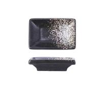 L3s9mPzVb4 Bol pour la sauce Lot de 4 assiettes d'assaisonnement rectangulaires en céramique for sauce soja(Black and white)