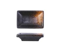 L3s9mPzVb4 Bol pour la sauce Lot de 4 assiettes d'assaisonnement rectangulaires en céramique for sauce soja(Black and orange)