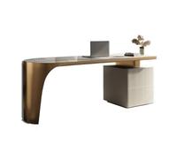 L3s9mPzVb4 Bureau Bureau de Direction Moderne avec Armoire Rangement, Bureau d'écriture en Dalle Pierre, Cadre Stable Acier doré(M)