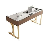 L3s9mPzVb4 Bureau Bureau d'étude Moderne avec Prises de Courant, Station Travail Luxe for Ordinateur Portable Cadre en métal doré(L)