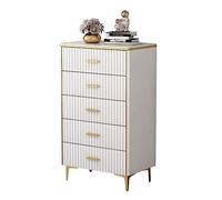 L3s9mPzVb4 Organisateur de Rangement Commode de Salon en Ardoise Roche avec 5 tiroirs - Haute Blanche Pieds et poignée métal à for Chambre Coucher