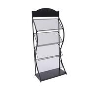 L3s9mPzVb4 Porte-revues sur pied Présentoir à magazines noir/blanc 4 niveaux, étagère livres, inférieure for zones d'accueil, salles d'attente, écoles(Noir)