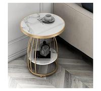 L3s9mPzVb4 Table Basse Petite Table d'appoint Ronde à 2 Niveaux, de canapé avec Plateau Rockboard, Chevet élégante for Salon, Chambre Coucher, Balcon, Cadre en métal, 19,6" DX 24,8" H