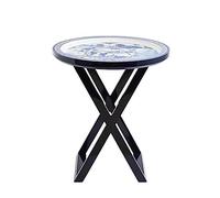 L3s9mPzVb4 Table Basse Table d'appoint avec Plateau Peint, Petite Table for Salon, Chambre, Balcon, Bureau, Moderne en Bois Massif, de Chevet, décoration d'intérieur(Blue)