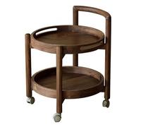 L3s9mPzVb4 Table Basse Table d'appoint de canapé en Bois à roulettes, Petite Table Ronde Mobile, Chariot rétro Minimaliste, étagère Rangement(Petit)