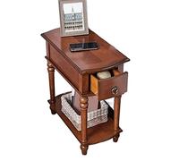 L3s9mPzVb4 Table Basse Table d'appoint en Bois, Table d'extrémité étroite avec étagère de Rangement Ouverte et tiroir, Basse rectangulaire rétro(Light Brown)