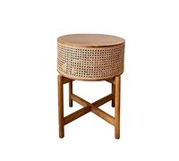 L3s9mPzVb4 Table Basse Table d'appoint Ronde en Bois avec Panier de Rangement, Table Rustique, Petite Chevet, Basse for Salon, Chambre à Coucher(Light Brown)