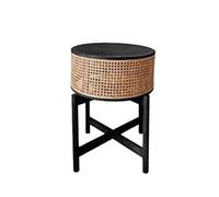 L3s9mPzVb4 Table Basse Table d'appoint Ronde en Bois avec Panier de Rangement, Table Rustique, Petite Chevet, Basse for Salon, Chambre à Coucher(Noir)