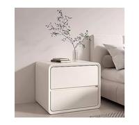 L3s9mPzVb4 Table de Chevet Table de Chevet en Bois à Deux tiroirs sans poignées et Cuir Microfibre(Blanc,Petit)