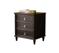 L3s9mPzVb4 Table de Chevet Table de Chevet en Bois Massif Marron/Marron foncé avec Trois tiroirs for Salon, Chambre à Coucher, Bureau(Dark Brown)