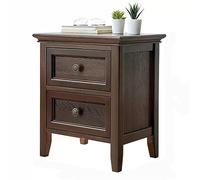 L3s9mPzVb4 Table de Chevet Table de Chevet en Bois, Rangement Simple, Petite Table Nuit Extra étroite for Chambre à Coucher, Meuble Vintage Solide, Double tiroir(Bruin,Grand)