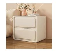 L3s9mPzVb4 Table de Chevet Table de Chevet en Bois Style crème, Couleur Unie, Simple à Deux tiroirs, Meubles, Rangement Grande capacité(Blanc,Moyen)