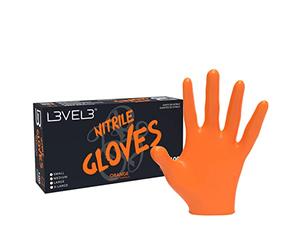 L3VEL3 Orange Nitrile Gloves - Delivers Outstanding Protection - Puncture and Chemical Resistant - Touchscreen Compatible - Made of Synthetic Rubber - Provides Optimal Flexibility - Size L - 100 pc