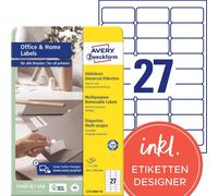 Avery Étiquettes universelles réutilisables L4737REV-10 Blanc 63,5 x 29,6 mm 10 feuilles