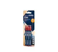 L4878005 LYRA 797® Craie de forage et de signature, professionnelle, à base d'huile, pour marquages résistants aux intempéries, sous blister avec 3 craies rouges