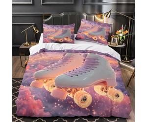 L5Y7U8B3 Patin à roulettes Pastel Housse ado Chambre | Single（135x200cm）toucher microfibre doux fermeture éclair déco colorée jeune cadeau