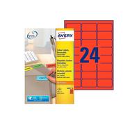 [L6034-20] Avery Etui 480 Etiquettes Universelles 63,5 x 33,9 mm Enlevable Rouge