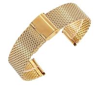 L6NqIAG Bracelet de montre en acier inoxydable de précision, 18 mm, 20 mm, 22 mm², 4 mm d'épaisseur, maille métallique, longueur réglable, accessoires Bracelet Montre(Gold,24mm)