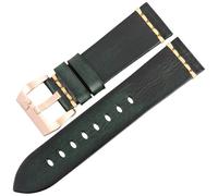 L6NqIAG Bracelet de montre en cuir bleu vintage 18 mm, 19 mm, 20 mm, 21 mm, 22 mm, 24 mm, 26 mm Bracelet Montre(Green RoseGold,23.0mm)