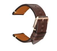 L6NqIAG Bracelet de montre en cuir PU avec boucle papillon et fermoir à dégagement rapide Bracelet Montre(Coffee RG Buckle,24mm)