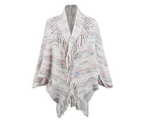 L6NqIAG Cardigan en Tricot à Rayures Arc-en-Ciel for Femme, Cape, Manches Chauve-Souris, Poncho, Ample, décontracté, châle, vêtements d'extérieur, Printemps-Automne Poncho tricoté Femme(Apricot)