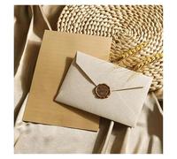 L6NqIAG Cartes de Mariage 1/5 Set Deluxe Linen Envelope And Letter With Wax Seal For DIY Gifts, Wedding Invitations And Office Use(White-5 sets)