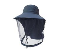 L6NqIAG Casquette anti-moustiques, chapeau de protection contre les insectes, filet, cordon serrage, sangle coupe-vent Chapeau anti-moustiques(Blue)