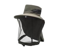 L6NqIAG Chapeau anti-moustiques pliable unisexe avec filet de protection dissimulé, visière d'extérieur, chapeau bob, casquette pêche Chapeau anti-moustiques(Dark green)