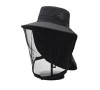 L6NqIAG Chapeau anti-moustiques pliable unisexe avec filet de protection dissimulé, visière d'extérieur, chapeau bob, casquette pêche Chapeau anti-moustiques(Black)
