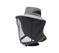 L6NqIAG Chapeau anti-moustiques pliable unisexe avec filet de protection dissimulé, visière d'extérieur, chapeau bob, casquette pêche Chapeau anti-moustiques(Dark grey)