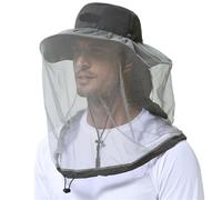 L6NqIAG Chapeau de soleil anti-moustiques avec filet tête dissimulé et rabat cou for hommes femmes, for la pêche en plein air, randonnée le camping Chapeau anti-moustiques(Dark Grey)