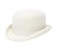 L6NqIAG Chapeau Melon en Feutre de Laine Blanc for Hommes/Femmes, doublé en Satin, à la Mode, Costume Fedora Formel, Casquette de Magicien Simple Chapeau de Dôme(L(59cm))