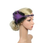 L6NqIAG Coiffe à plumes des années 1920 for femmes, style vintage Diadème à plumes femme(Black)