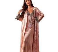 L6NqIAG Ensemble Deux pièces Sexy à Lacets et Jupe de Nuit for Femme, vêtements Maison Quatre Saisons, Chemise Bretelles Fines Nuisette en Soie(Style A,S)