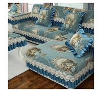 L6NqIAG Housse de canapé Vintage Housse de canapé Jupe Classique for Salon(Lake Blue,Seat Cover- 80x120cm)