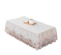 L6NqIAG Housse de Table en Dentelle Nappe rectangulaire Blanche en Coton, Double épaisseur, avec Dentelle et Broderie, idéale for Table Basse ou Meuble TV(Color 10,80 W x 140 L x 40 H)