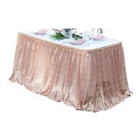 L6NqIAG Jupe de Table, Nappe à Paillettes Scintillantes, nappes rectangulaires for fête d'anniversaire, événement, décoration de Mariage Skirt de Table de Mariage(Champagne,8ft 70x250cm)